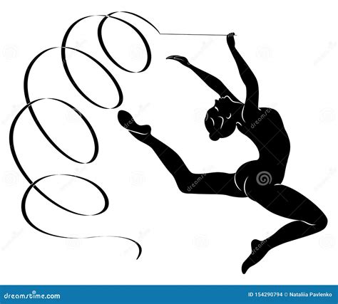 Gimnasia R Tmica Icono Vectorial Coloreado Silueta De Una Muchacha