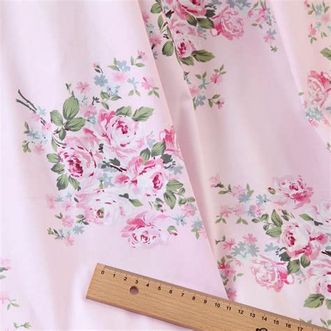 100 Cotton Shabby Chic Pink Floral Flower Rose Fabric By The Yard Ebay