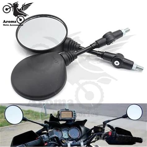 Retro Black Universal Folding Motorbike Side Mirrors Moto Rearview