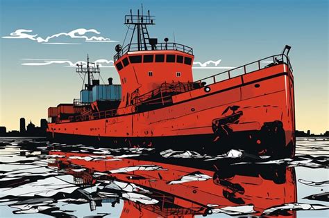 Ilustra O De Um Navio De Carga Vermelho Foto Premium