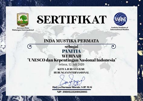 Sertifikat Panitia Webinar Unesco Document Repository