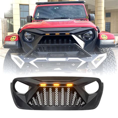 ROOCKHITCB Front Grill Fit for 2018-2023 Jeep Wrangler JL&JLU(Rubicon ...