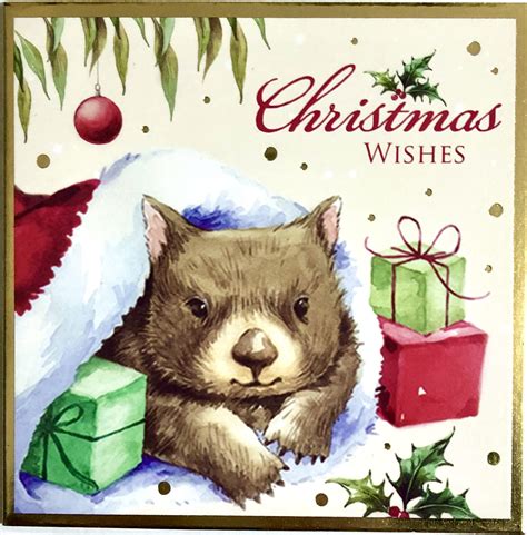 Christmas Card 10x10cm wombat - Frenchshoponline.com.au