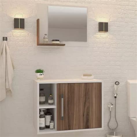 Mueble De Ba O De Puerta Con Espejo Blanco Nogal Color Blanco