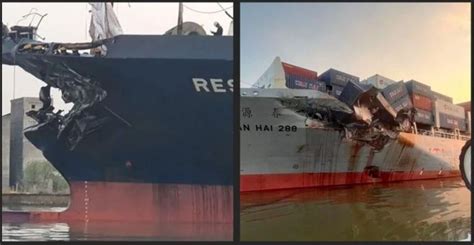 Two container ships collide, heavy damage! Interruption of voyage! Vessel schedule will be ...