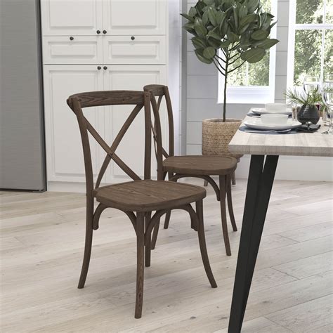 Merrick Lane Stackable Wooden Cross Back Dining Chair Early American