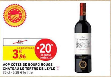 Promo Aop Côtes De Bourg Rouge Château Le Tertre De Leyle chez