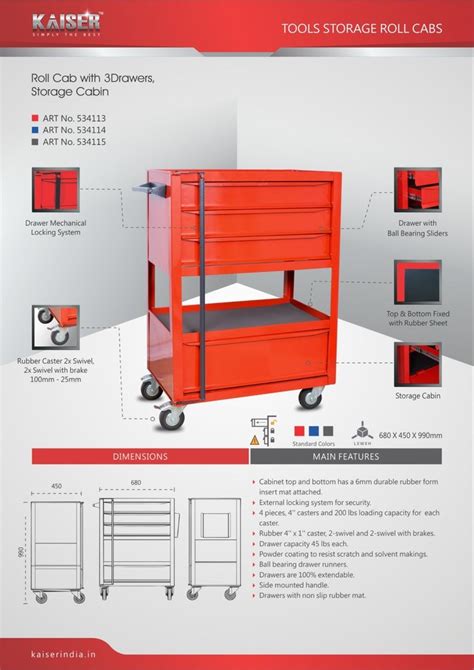 Red Mild Steel Automobile Tool Trolley For Industrial At Rs In