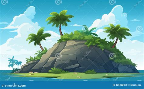 Cartoon Tropical Island: Nature-inspired Art for Wallpaper and Game ...