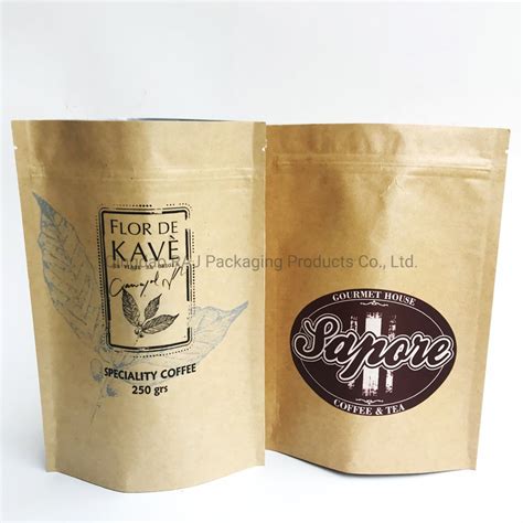 Resealable Zipper Food Stand Up Kraft Paper Tea Packaging Bag China