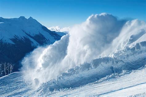 Premium Photo | Winter avalanche from peak of mountain extreme situation