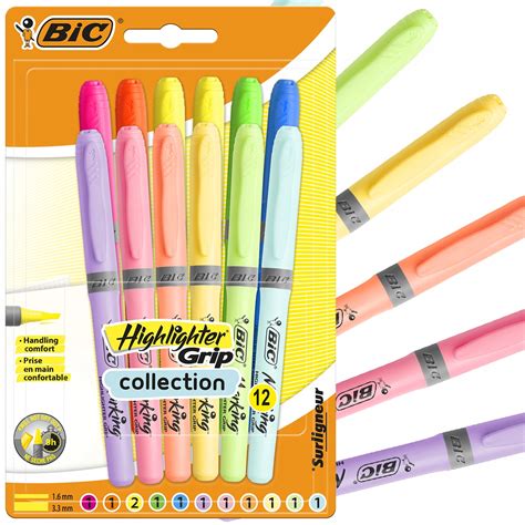 BIC HIGHLIGHTER GRIP ZAKREŚLACZE SZKOLNE ZESTAW 6x PASTELOWE 6x