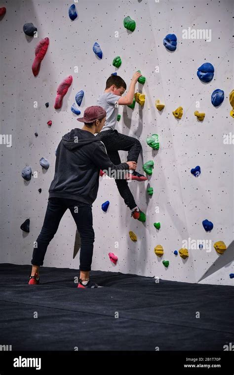 Indoor rock climbing Stock Photo - Alamy