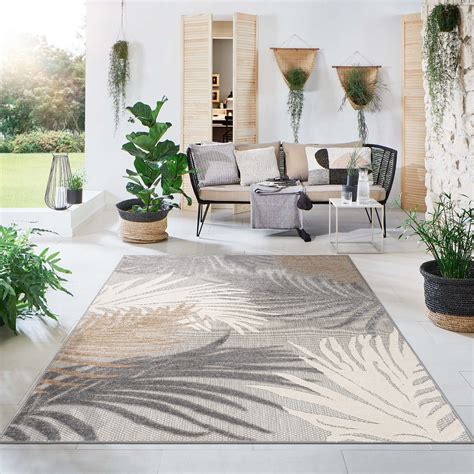 Beachcrest Home Hernandez Floral Gray Ivory Beige Indoor Outdoor Area