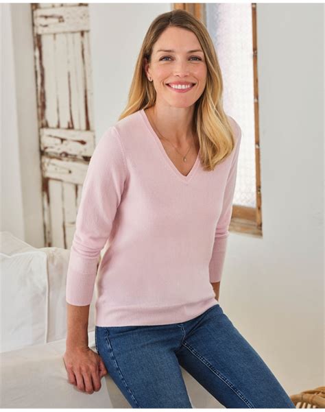 Soft Oyster Cashmere V Neck Sweater Pure Collection