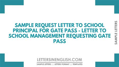 Sample Request Letter To School Principal For Gate Pass Letter To