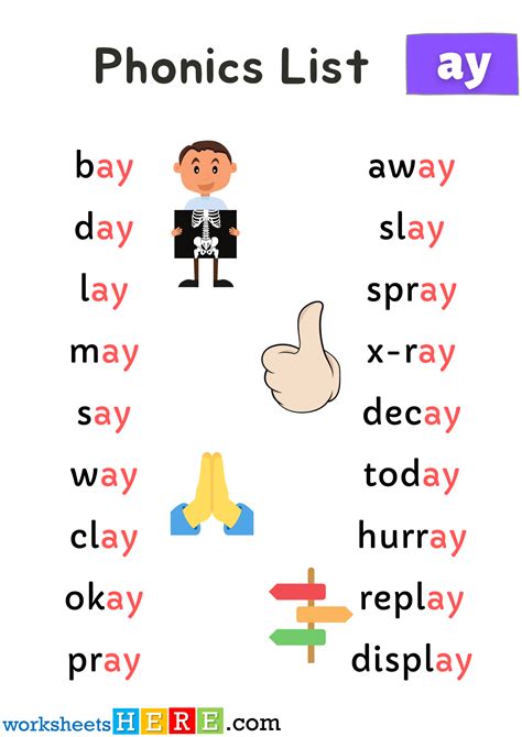 Spelling Phonics ‘ay Sounds Pdf Worksheet For Kids And Students