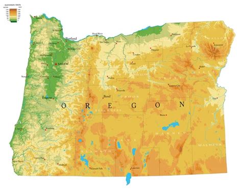 Mapa F Sico Altamente Detallado Del Oreg N En Formato Vectorial Con