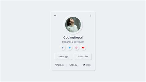 Neumorphism Profile Card Ui Design Using Only Html And Css