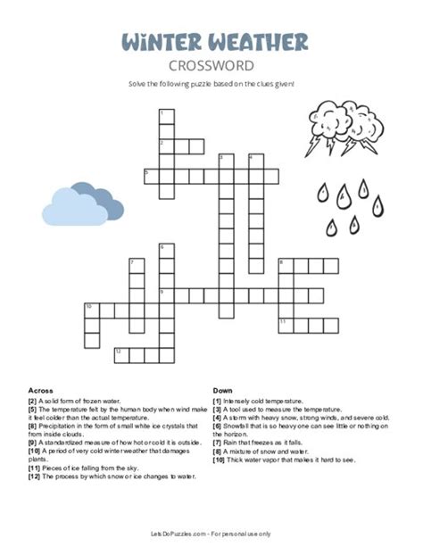 Free Printable Winter Weather Crossword Puzzle