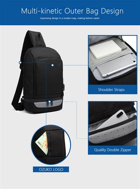 Ozuko Multifunction Crossbody Bags For Men Usb Charging Pack Water