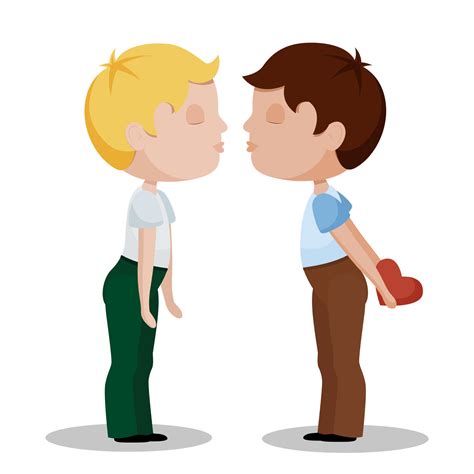 Two boys kissing. Valentine's day. Gay couple, LGBT. Cartoon flat characters illustration ...