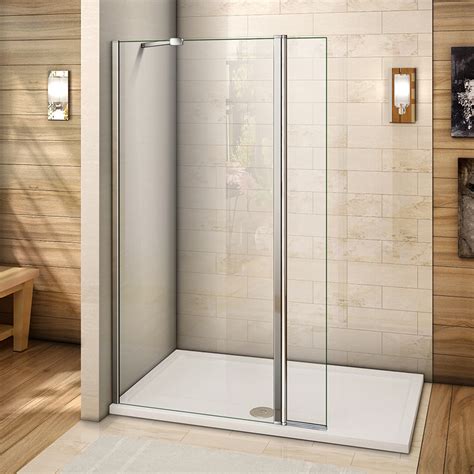 Aica Walk In Shower Enclosure Wet Room Screenand300mm Flipper Glass Panel