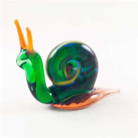 Glass Snail Figurine Green Color - Hand Blown Glass Figurines