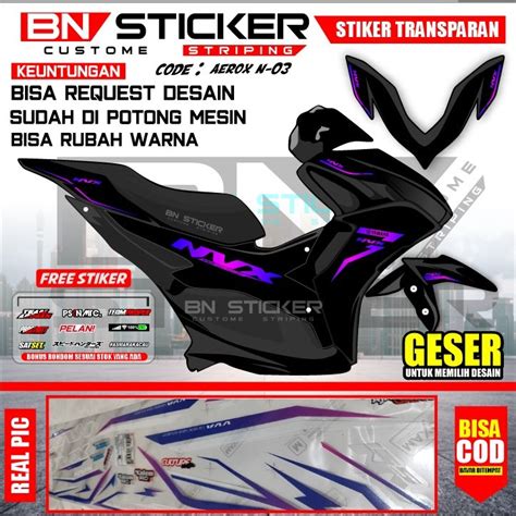 Jual STRIPING TRANSPARAN AEROX FACELIFT LIS STIKER UV ALL NEW AEROX