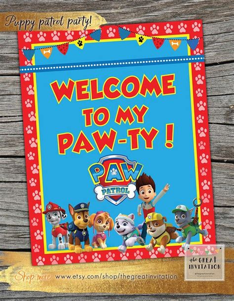 Puppy Party Puppy Sign Patrol Birthday Puppy Party Sign Paw