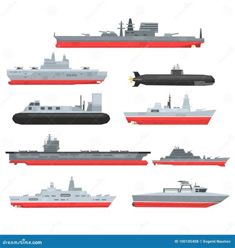 Different Types of Naval Combat Ships Set, Military Boats, Ships ...