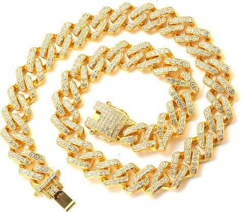 Halukakah Cuban Link Chain For Men Iced Out 14MM Men S Gold Chain Miami