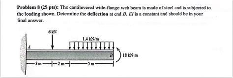 Solved Problem 8 25 Pts The Cantilevered Wide Flange Web Chegg