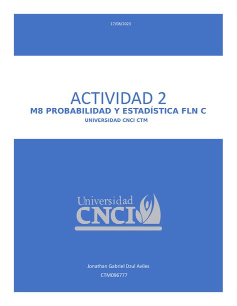 Actividad M Probabilidad Y Estad Stica Fln C Jonathan Gabriel