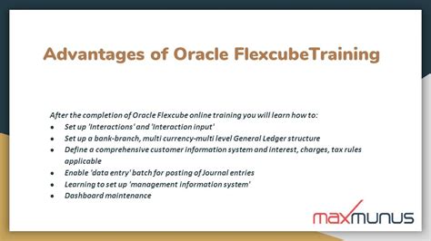 Oracle Flexcube Training By Maxmunus Introduction To Oracle Flexcube