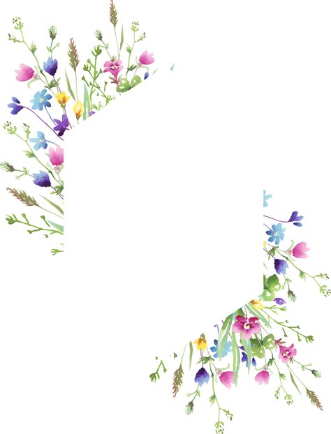 Wildflowers Frame Watercolor Clipart 21952834 PNG