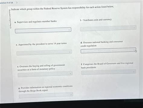 Solved Indicate Which Group Within The Federal Reserve Chegg