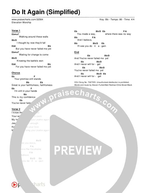 Do It Again (Simplified) Chords PDF () - PraiseCharts