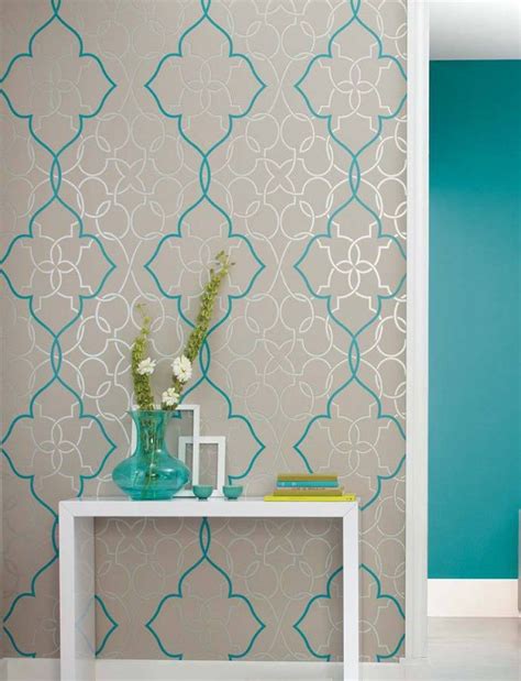 Wallpaper Dario turquoise blue | Tapeten mit muster, Tapeten ...