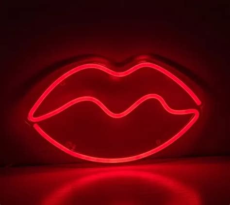 Letrero Labios Rojos Luminoso Luz Led Neón Decoración Sexys Meses sin