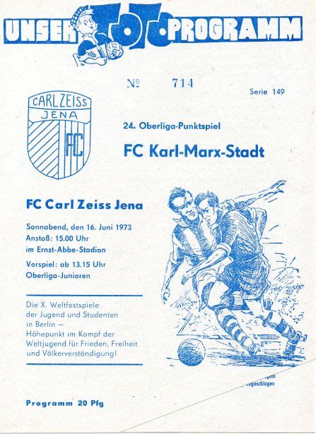 1972 1973 24 Spieltag FC Carl Zeiss Jena FC Karl Marx Stadt 3 0