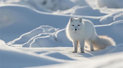 Premium Photo | Arctic fox in snow habitat winter landscape