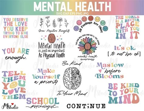 Mental Health Svg Bundle Inspirational Svg Positive Svg Etsy