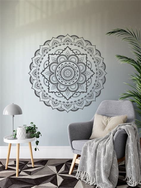 Vinyl Mandala Wall Sticker Mandala Wall Decal Bohemian Wall - Etsy