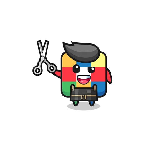 Cube Puzzle Character As Barbershop Mascot Vector Art At Vecteezy