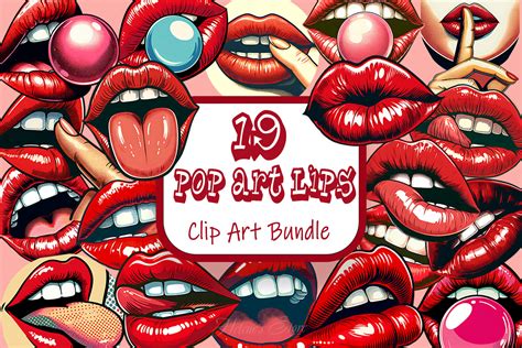 Sexy Lips Clipart Png Pop Art Style Graphic By Helenes Store