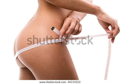 Attractive Naked Female Model Measuring Hips Stock Photo Shutterstock