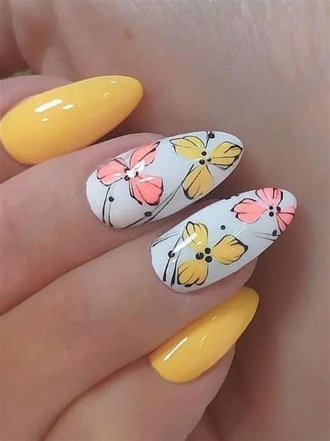 Unhas Decoradas Amarelas Yellow Nail Art Pastel Nails Fresh Nails