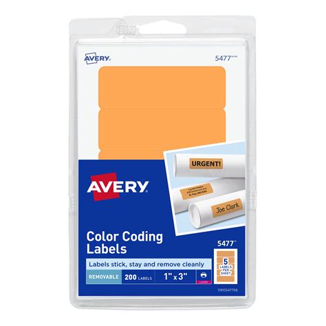 Avery 05477 Print Or Write Removable Color Coding Laser Labels 1 X 3