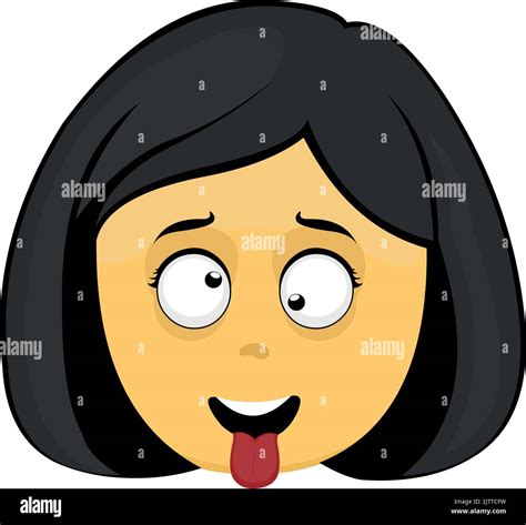 Vector emoticono ilustración de una cara amarilla de una mujer de